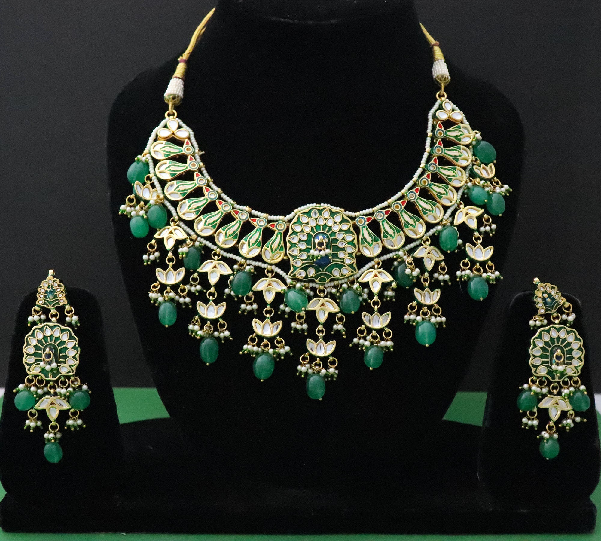 indiankundanjewelry CZ Diamonds Necklace Earrings Set
