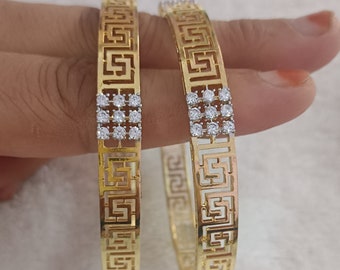 Latest Diamond Bangle Pair CZ bangles| Indian Ruby Jewelry Bangles| Pakistani Emerald Jewelry Bangles| CZ Diamonds Bridal Bangles Jewellery