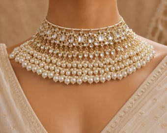 Naina Kundan bruidsketting, choker, oorbellen en sieradenset