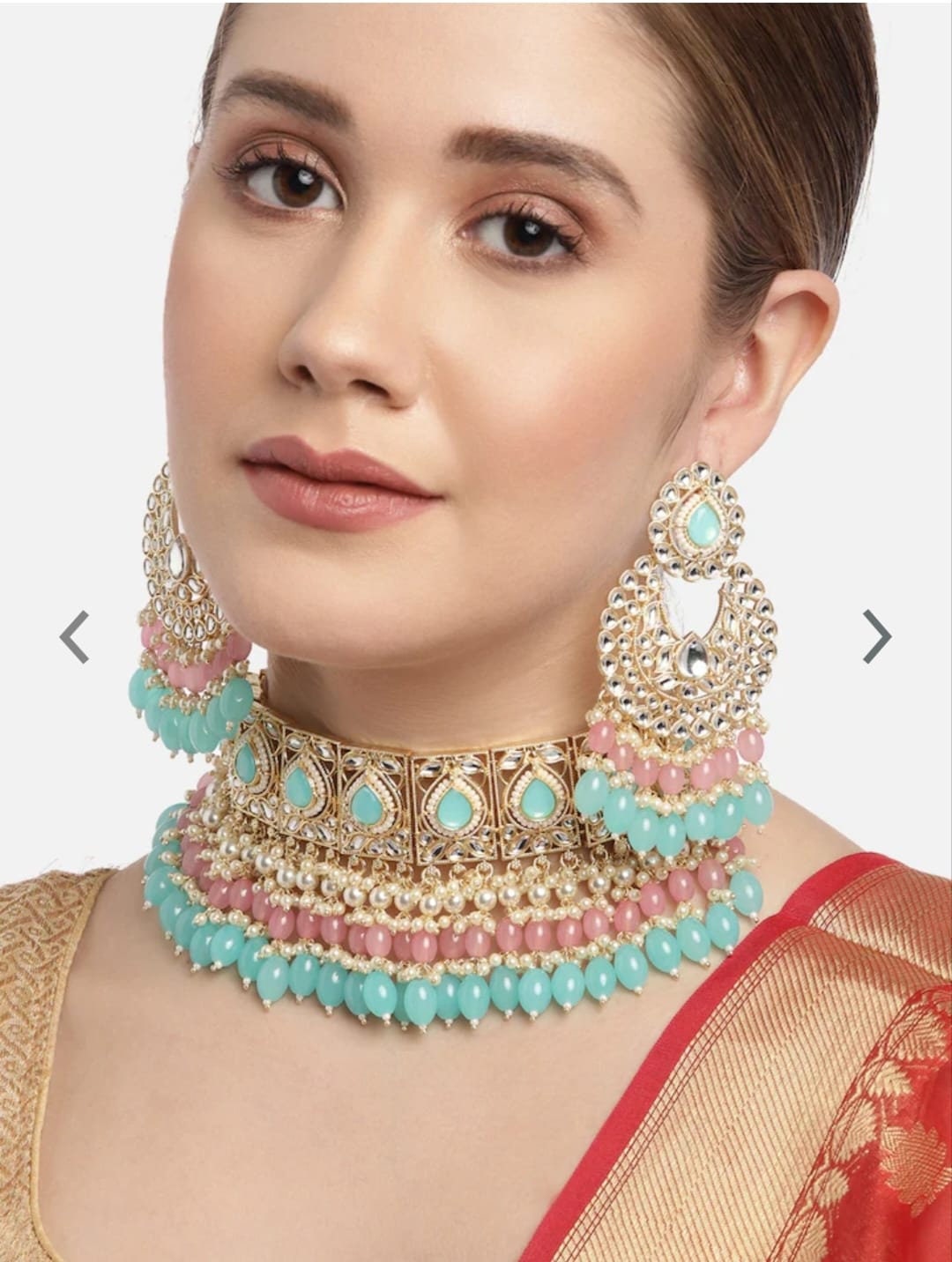 Turquoise kundan best sale jewellery