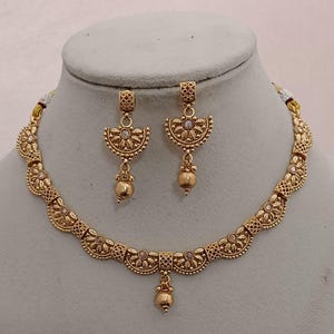 indische Braut Halskette | Vergoldete Braut Brautjungfer Halskette Ohrringe Süd Schmuck vergoldete Braut Halskette Ohrringe Schmuck-Set |