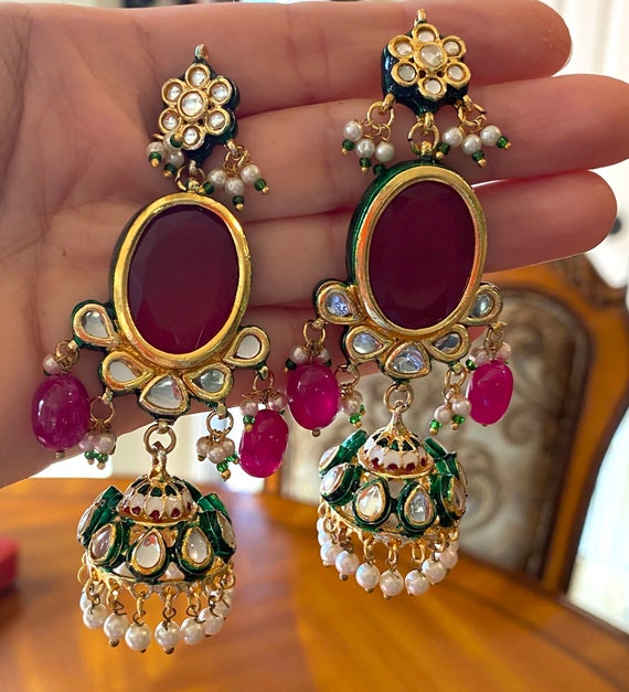 Indian Kundan Earrings Jhumki Jewelry Jewellery Azra Indian Bridal