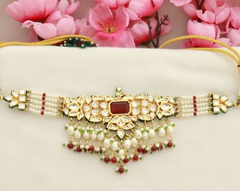 Kundan choker ketting oorbellen set: Indiase bruidssieraden