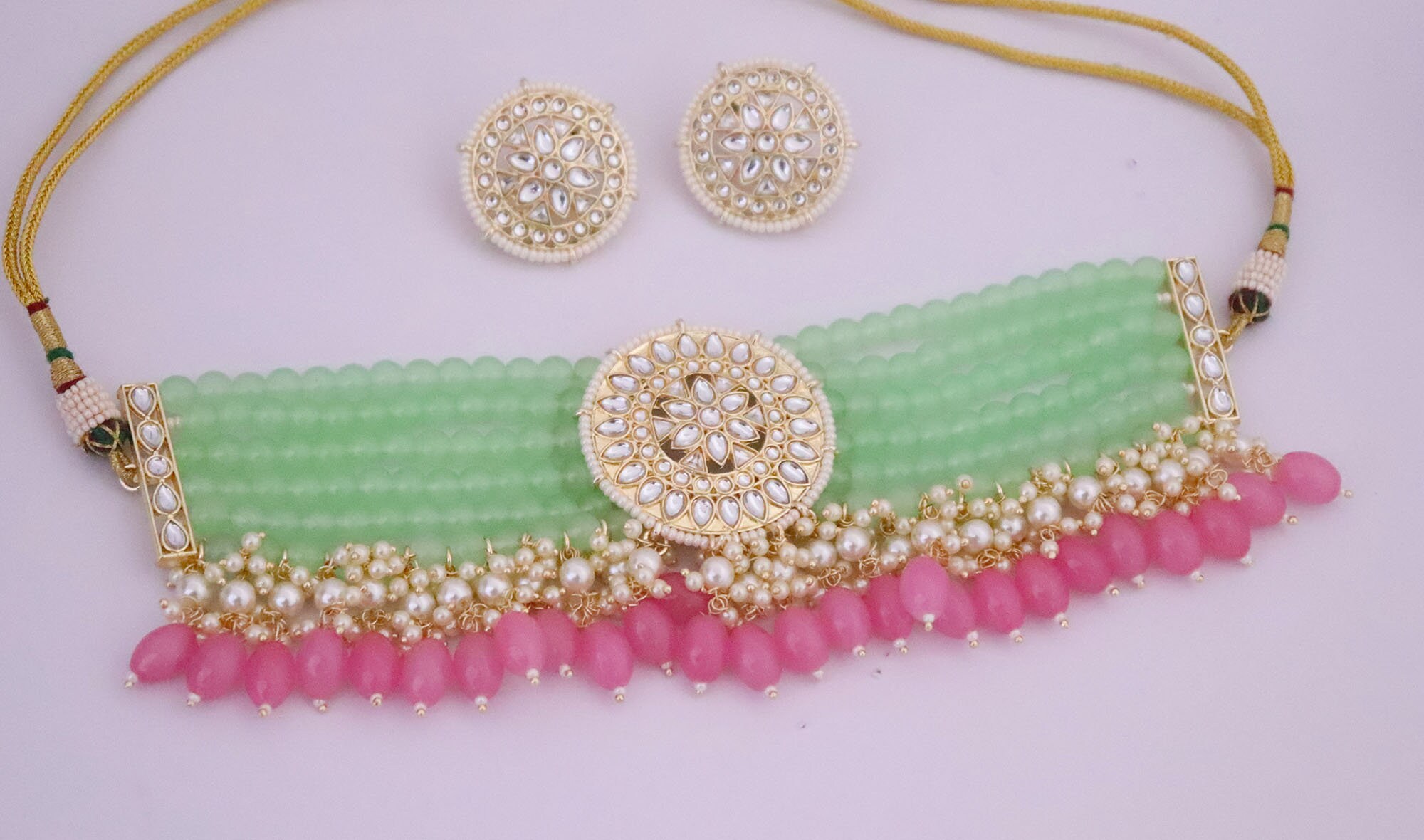 Kundan Choker Necklace Studs Set Indian Bridal Choker Jewelry Etsy