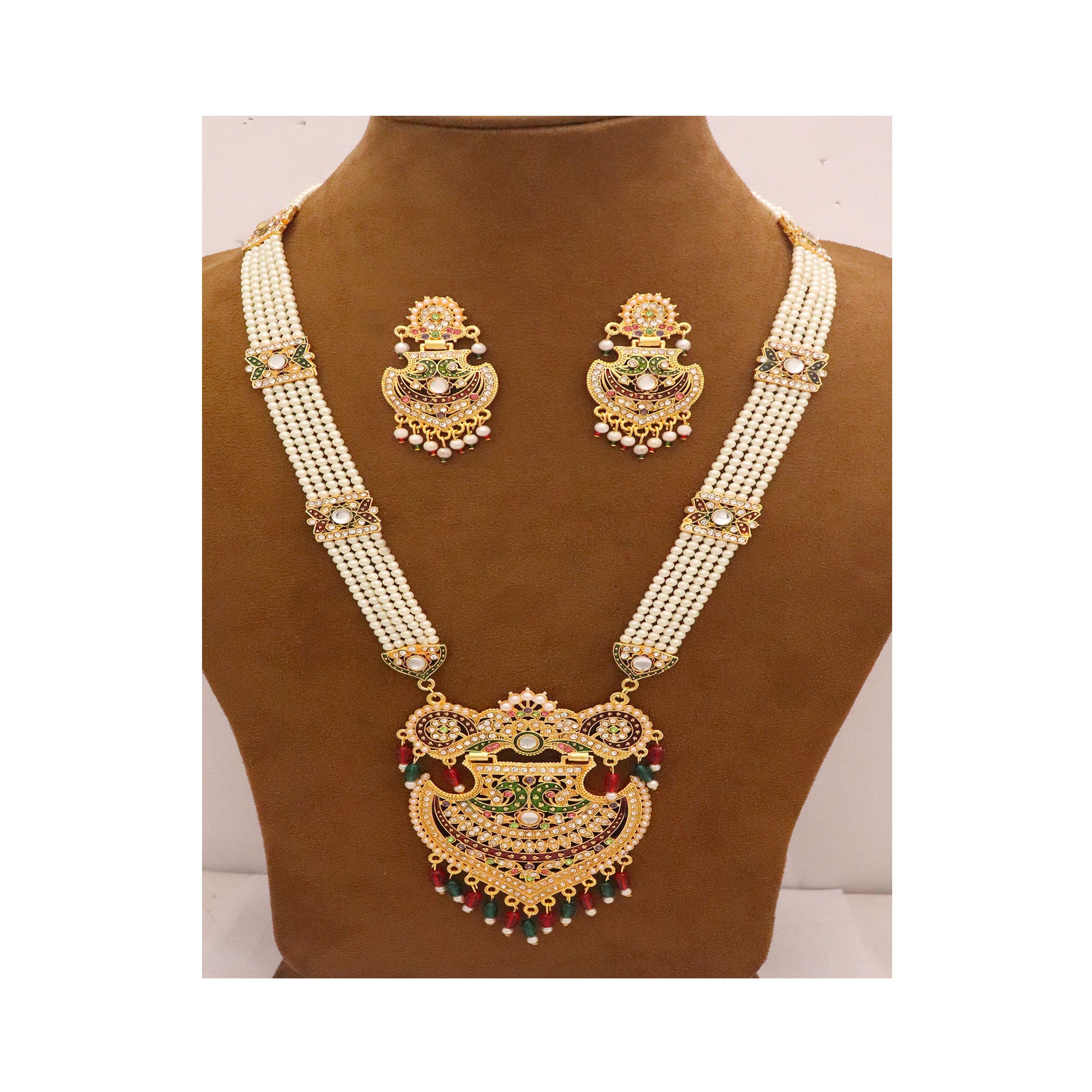Long Rani Haar Necklace Earrings 