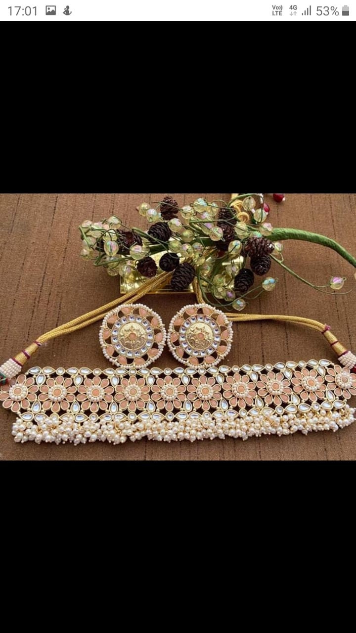 Handmade Peach Color Designer Indian 