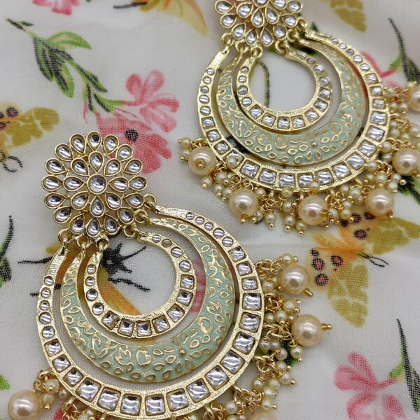 Mint Pearl Earrings Etsy