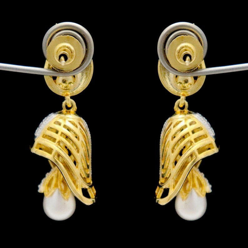 Indian Jewelry Earrings CZ Diamonds Pearls Gold Silver Plating Indian Bollywood Fashion Handmade Bridal Wedding Fashion Women Gift