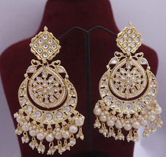 Kundan Earrings Set Designer Long Earrings Set Bridal Earrings