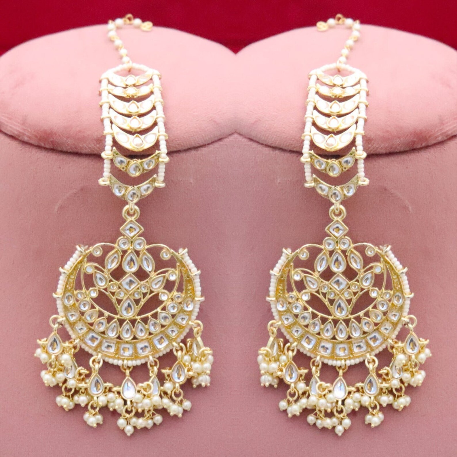 Designer Kundan Earrings Tikka Jewelry Set Bridal Sahara Etsy