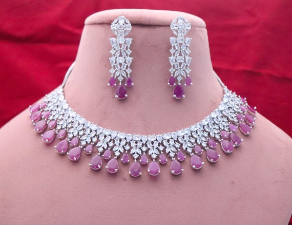 Cz sale ruby necklace
