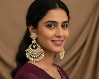 Gold Plated Jhumka Earrings | Bridal Pearl Indian Jewelry