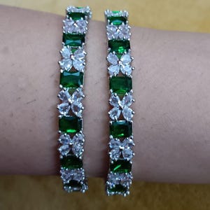 Latest Diamond Bangle Pair CZ bangles| Indian Ruby Jewelry Bangles| Pakistani Emerald Jewelry Bangles| Ruby Emerald Blue White Bangles