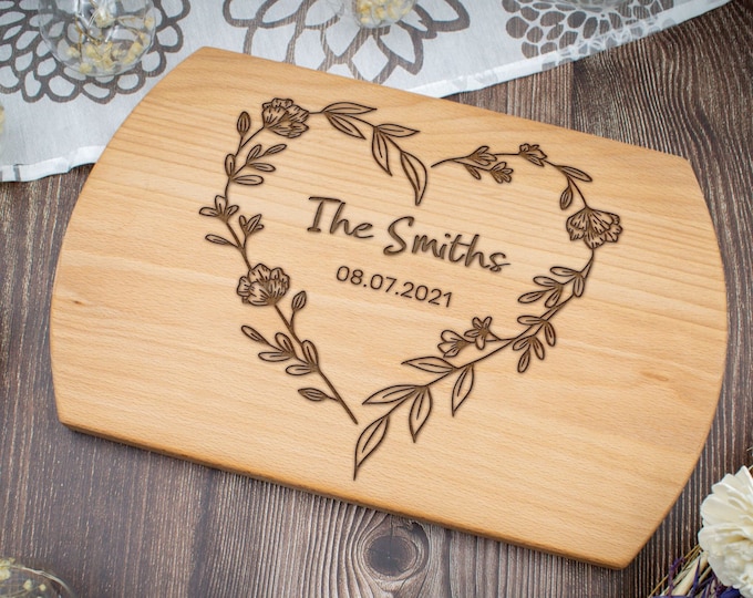 Personalized Cutting Board with Engraved Custom Design for Housewarming or Closing Gift, Wedding gift, Anniversary Gift, Engagement Gift