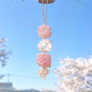 Love energy hanging, Baby pink Sun catcher, Car charm, Crystal sun catcher,  Car accessory for women, Rear view mirror, House warming gift,