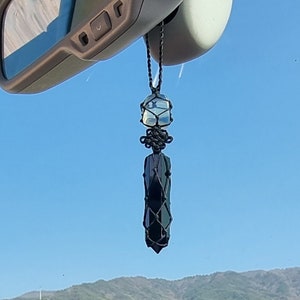 Protection+Happiness energy, Obsidian&Opalite, Sun catcher,Car hanging, Rear view mirror, First car gift, Crystal hanger, Mother's day gifts