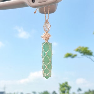 Protection Energy hanging, Fluorite Car charm, Car hanging, Wall hanging, Gift for her, Sun catcher, Rear view mirror, House warming gift.