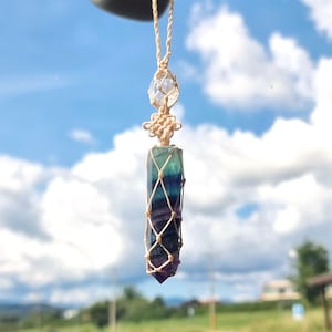Protection Energy hanging, Rainbow Fluorite Car charm, Car hanging, Wall hanging, Gift for her, Sun catcher, Rear view mirror,Birthday gift