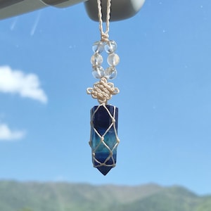 Protection Energy hanging, Rainbow Fluorite Car charm, Car hanging, Wall hanging, Gift for her, Sun catcher, Rear view mirror,Birthday gift