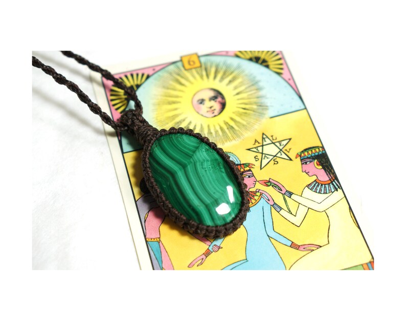 Mother/'s day gift Gift for mom Malachite macrame pendant Bohemian necklace Gift for wife Green stone. Powerful Healing Stone necklace