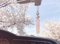 Love energy hanging, Rose quartz pointed, Baby pink Sun catcher, Car charm, Crystal car hanging, Car accessory for women, Rear view mirror product logo