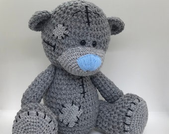 Tatty Teddy Bear PATTERN - Grey Teddy Bear Crochet Pattern - Amigurumi Bear pdf, Stuffed teddy bear tutorial English USA terms