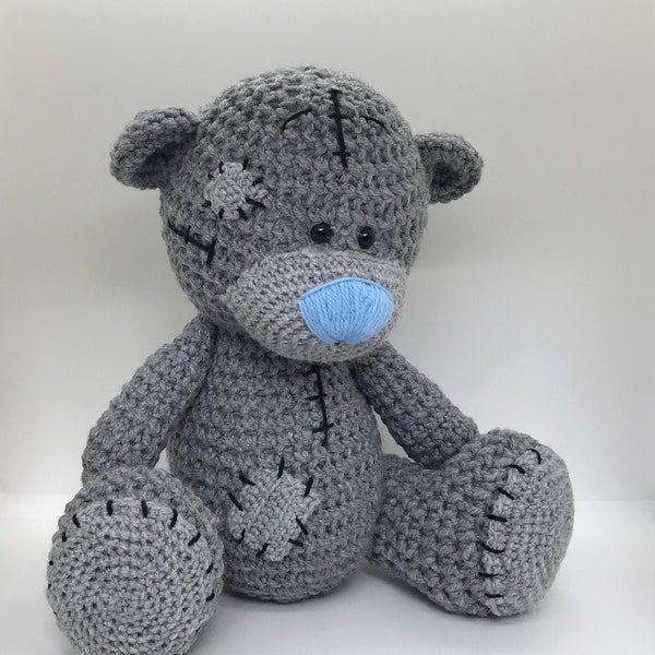 Tatty Teddy Bear PATTERN - Grey Teddy Bear Crochet Pattern - Amigurumi Bear pdf, Stuffed teddy bear tutorial English USA terms