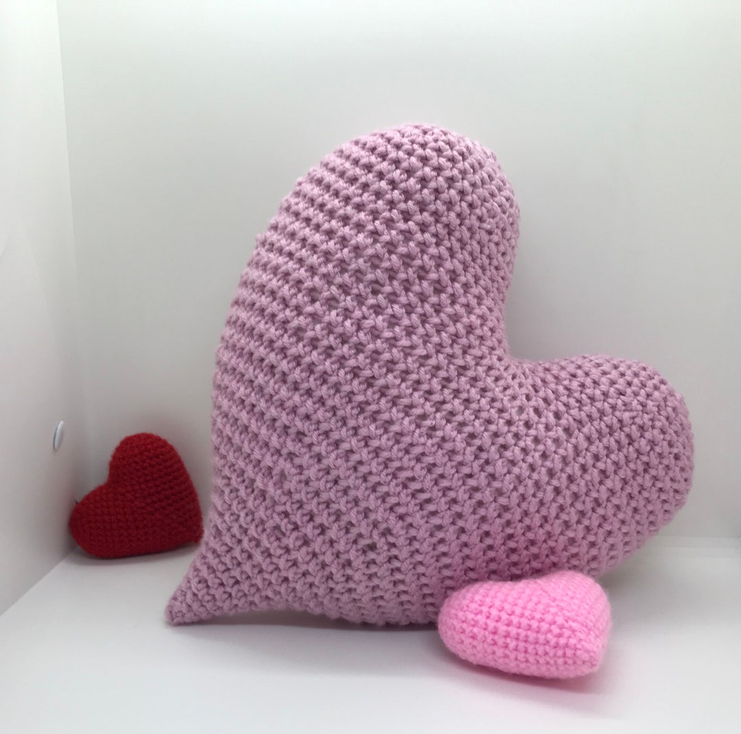 Heart Pillow Crochet Pattern Super Easy Crochet Heart Pillow Etsy