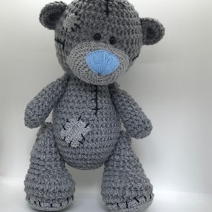 Tatty Teddy Bear PATTERN Grey Teddy Bear Crochet Pattern Amigurumi Bear pdf, Stuffed teddy bear tutorial English USA terms image 8