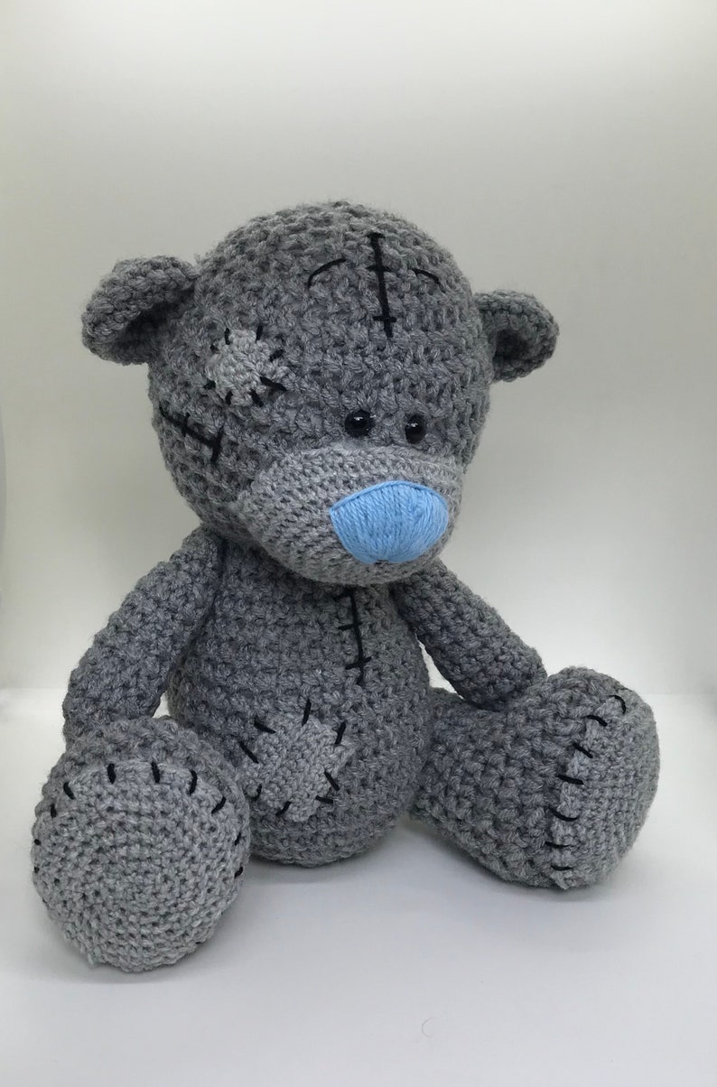 Tatty Teddy Bear PATTERN Grey Teddy Bear Crochet Pattern Amigurumi Bear pdf, Stuffed teddy bear tutorial English USA terms image 3