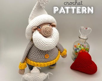 February Winter Gnome Crochet Pattern • Amigurumi Dwarf PDF • Valentines day decor • Detailed Tutorial