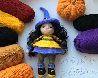 Crochet pattern Witch doll + Pumpkin crochet pattern, Halloween doll, amigurumi dolls, crochet doll, PDF in English