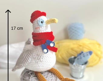 Seagull Crochet Pattern: Complete with Fisherman's Hat, Scarf and Fish, Beginner Friendly (PDF Tutorial)