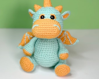 Mint Dragon Amigurumi Crochet Pattern, tutorial en PDF, lindo mini Dragón crochet juguete patrón - amigurumi pdf animal tutorial