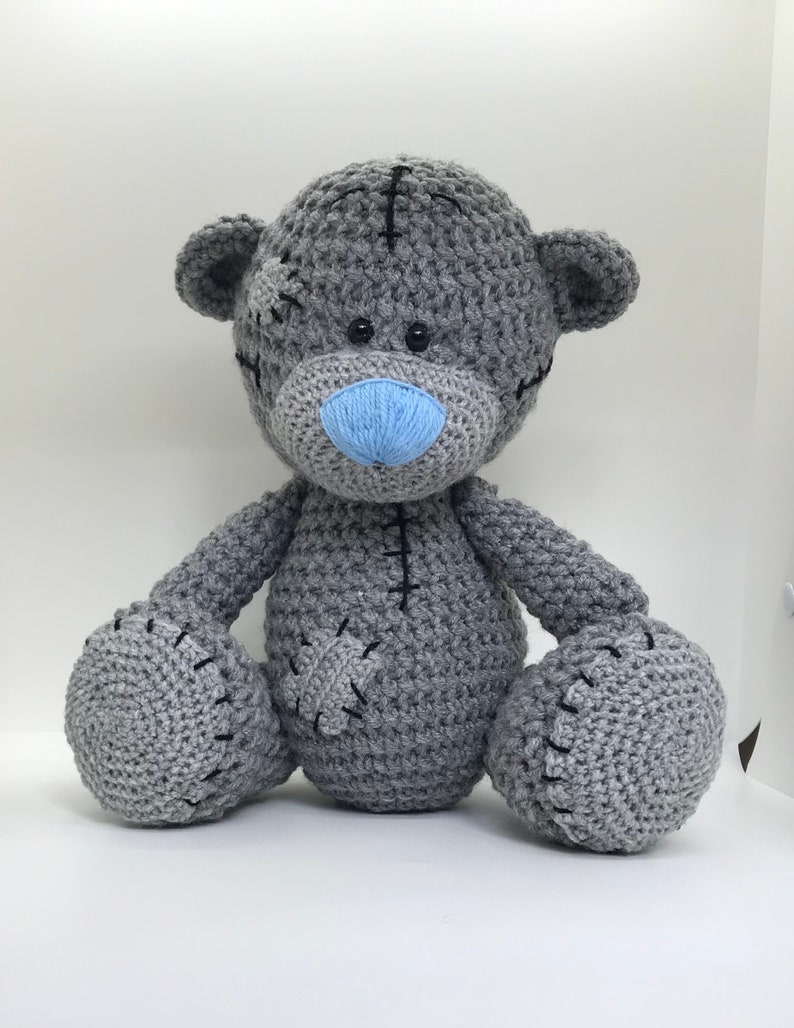 Tatty Teddy Bear PATTERN Grey Teddy Bear Crochet Pattern Amigurumi Bear pdf, Stuffed teddy bear tutorial English USA terms image 2
