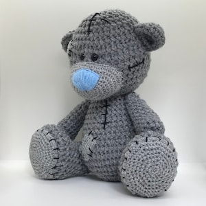 Tatty Teddy Bear PATTERN Grey Teddy Bear Crochet Pattern Amigurumi Bear pdf, Stuffed teddy bear tutorial English USA terms image 4