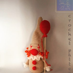 Creepy Clown Gnome CROCHET PATTERN Pdf, Scary Gnome, Halloween Decor Crochet Pattern. Amigurumi Gnome Pattern