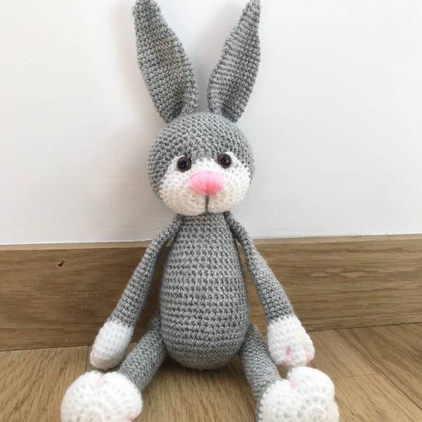 Cute Grey Bunny Crochet PATTERN / Baby Rabbit Amigurumi Pattern / Cuddle Grey bunny crochet pattern PDF