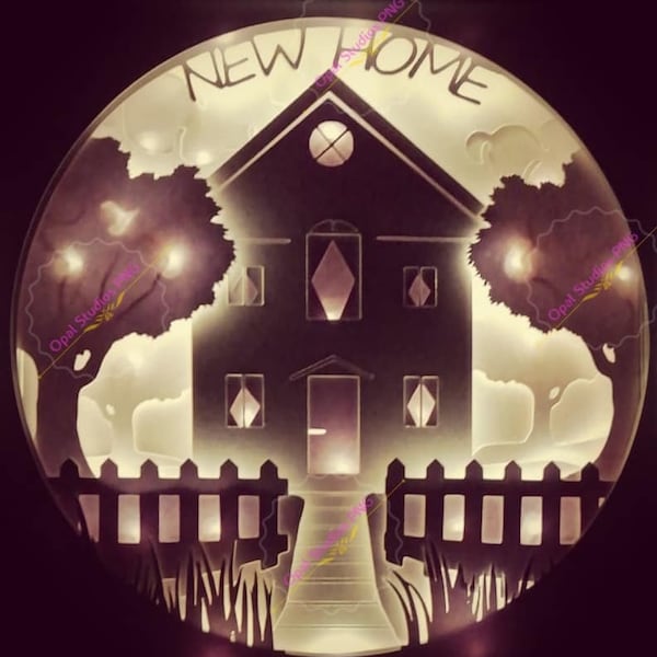 new home gift moving house home papercutting 3d shadowbox shadow box SVG PNG DXF digital Cricut light box commercial