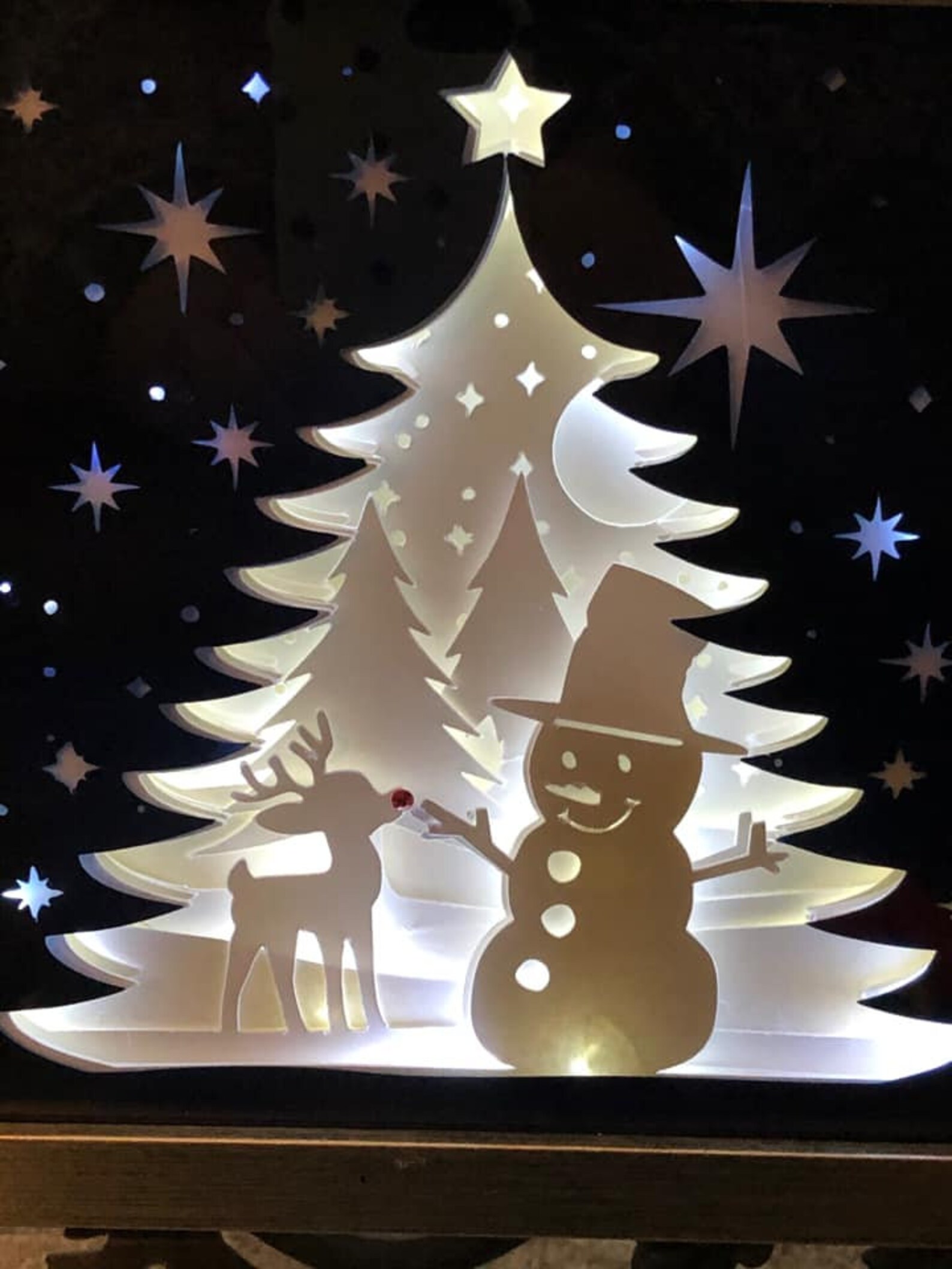 Snowman frosty deer Christmas papercutting 3d shadowbox shadow | Etsy
