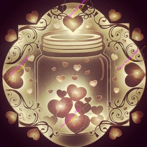 Herzensdose Valentinstag Hochzeit Liebe Freunde Papierschnitt 3D Shadowbox Light Box SVG PNG DXF digitale Cricut Vorlage- Personal