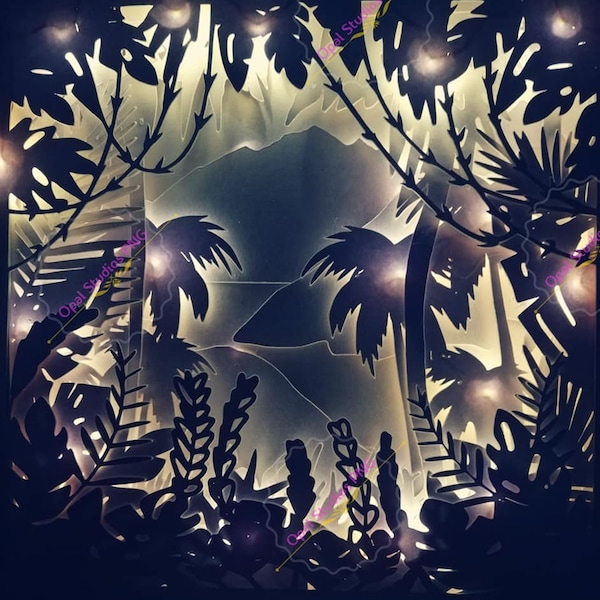 wilderness wild jungle scenery nature wildlife papercutting 3d shadowbox shadow box SVG PNG DXF digital Cricut light box - commercial