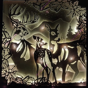 reindeer deer stag christmas animals papercutting shadow box light box 3d shadowbox SVG PNG DXF digital Cricut template - commercial
