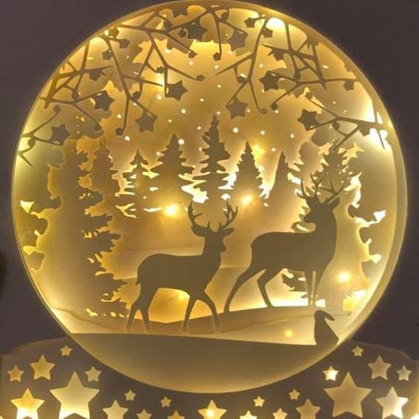 reindeer stag deer snowglobe Christmas papercutting 3d shadowbox shadow box light box SVG PNG DXF digital Cricut template- commercial reindeer stag deer snowglobe Christmas papercutting 3d shadowbox shadow box light box SVG PNG DXF digital Cricut template- commercial