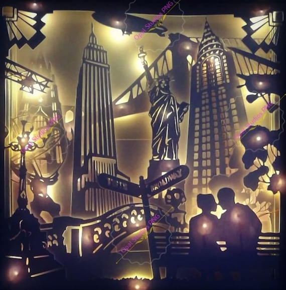 Download New York City Scape Landscape Icons Papercutting 3d Shadowbox Etsy