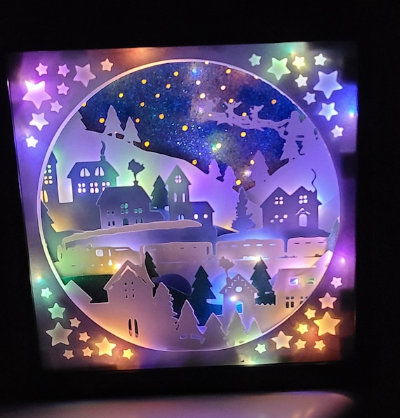 Christmas Village Scenery Scenic Winter Shadow Box Light Box