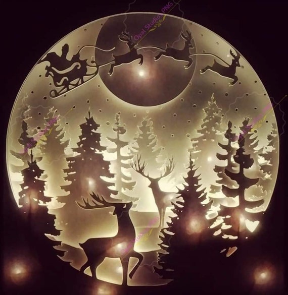 Download Above The Tree Tops Christmas Papercutting 3d Shadowbox Shadow Etsy
