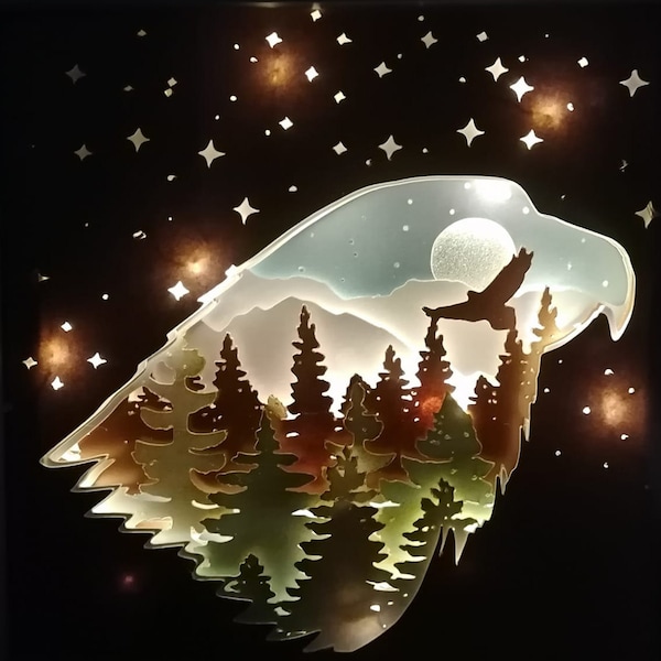 USA bald eagle golden bird forest patriotic papercutting 3d shadowbox shadow box light SVG PNG dfx digital Cricut template - commercial USA bald eagle golden bird forest patriotic papercutting 3d shadowbox shadow box light SVG PNG dfx digital Cricut template - commercial