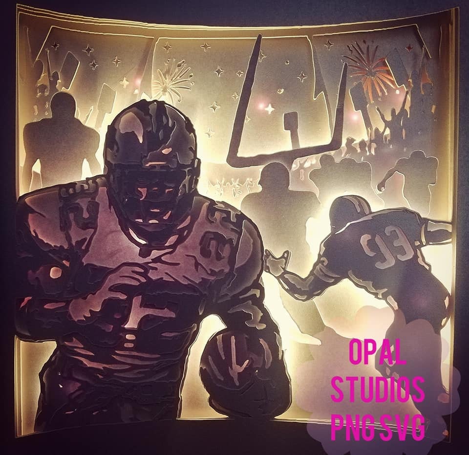USA football sports fathers day gift papercutting 3d shadowbox shadow box light box SVG PNG dxf digital Cricut template - commercial use