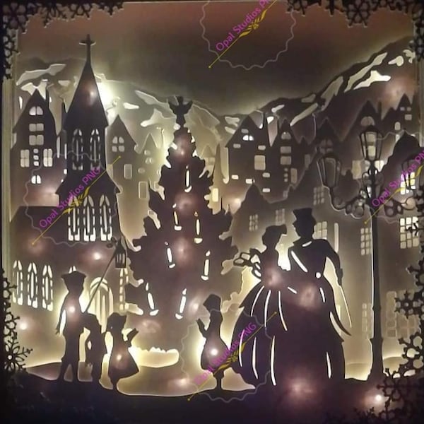 victorian Christmas carols papercutting 3d shadowbox shadow box light box SVG PNG DXF digital Cricut template - commercial victorian Christmas carols papercutting 3d shadowbox shadow box light box SVG PNG DXF digital Cricut template - commercial